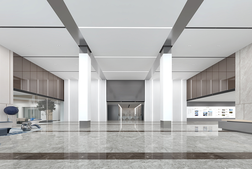 上海松江5A寫(xiě)字樓大堂裝修設(shè)計(jì)效果圖案例