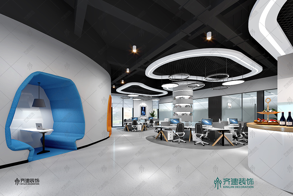 上海湯泉國(guó)際大廈開放辦公區(qū)走廊裝修設(shè)計(jì)效果圖