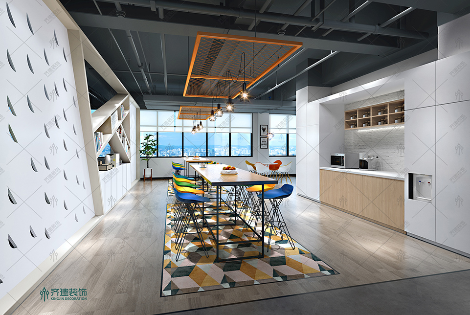 上?？靷}智能科技辦公室水吧裝修設(shè)計效果圖