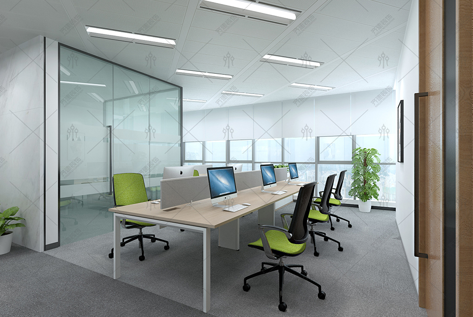上海品責資產(chǎn)開放式辦公區(qū)裝修設計效果圖