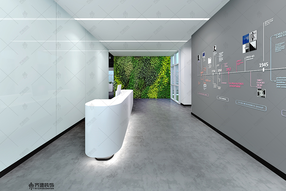 上海汽配研發(fā)中心辦公室文化墻裝修設(shè)計效果圖