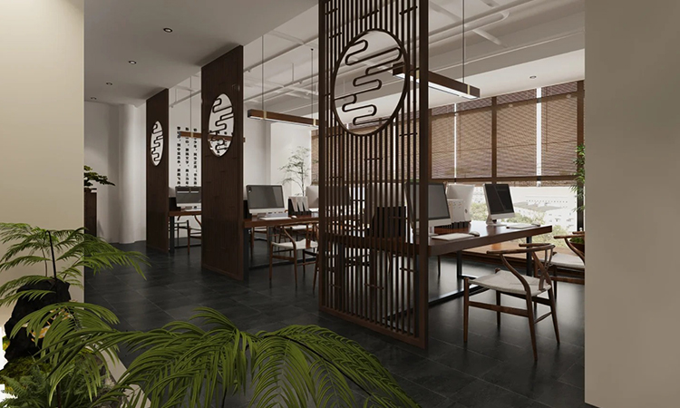 新中式辦公室裝修設計效果圖